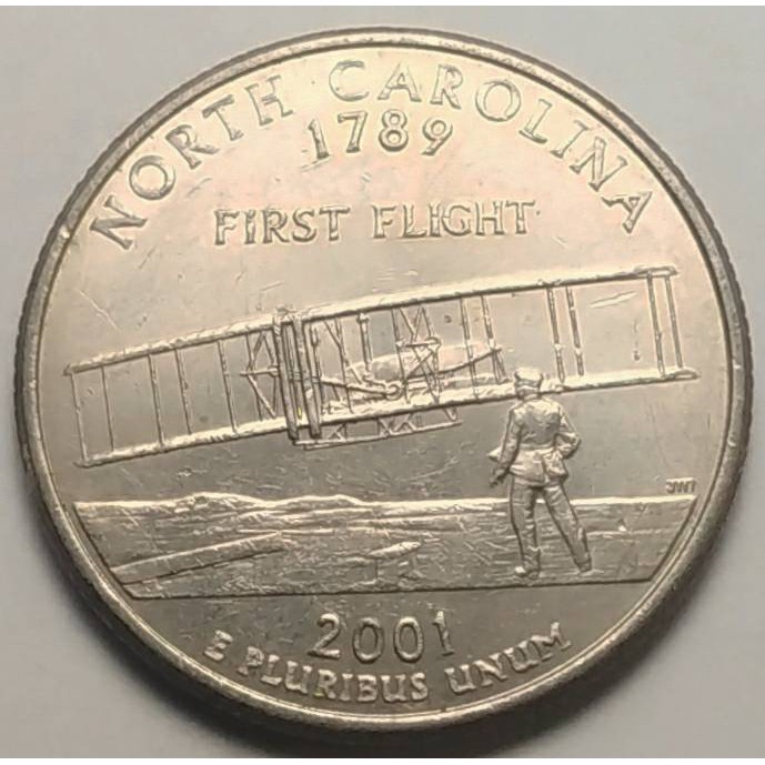 สหรัฐอเมริกา (USA), ปี 2001, 25 Cents รัฐนอร์ทแคโรไลนา (North Carolina), ชุด 50 รัฐของอเมริกา