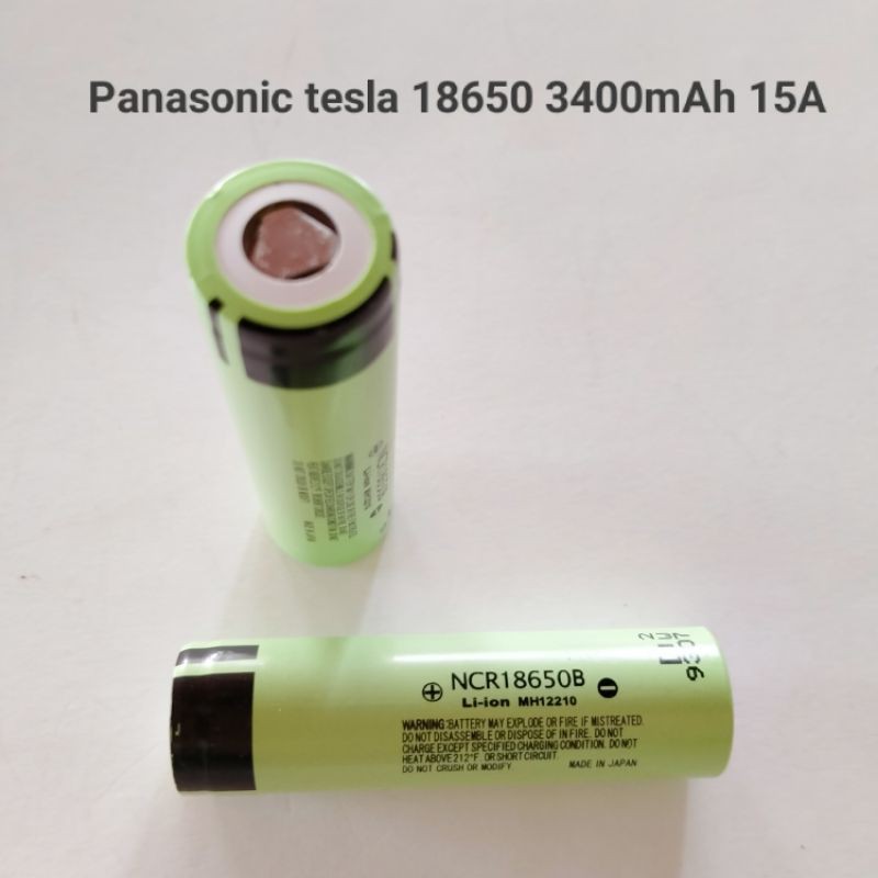 Panasonic tesla NCR18650B 3400mAh จ่ายกระแสต่อเนื่อง15A หัวเรียบ