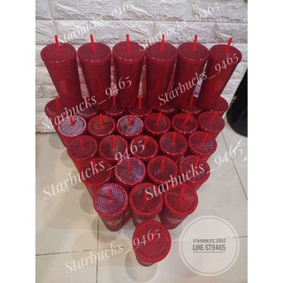 red studded​ cold cup​ 24 oz