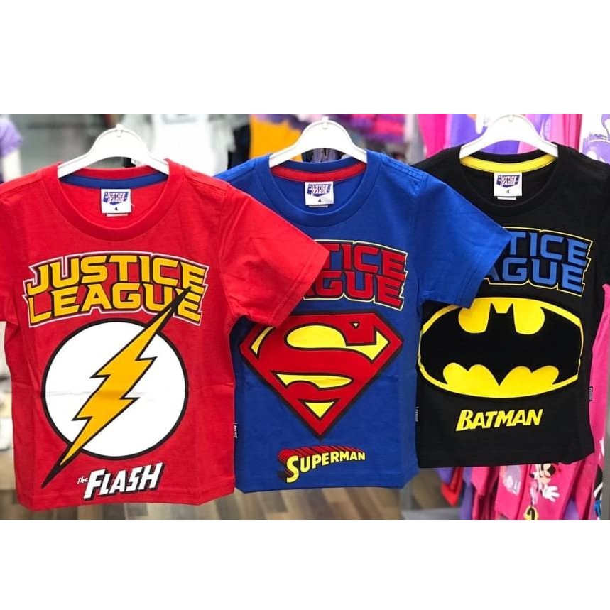 เสื้อเด็ก Justice league สกรีนลาย ลิขสิทธฺ์แท้ Justice league อายุ 4-11 ขวบ