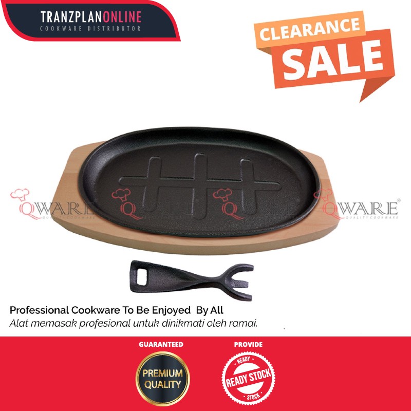 QWARE Oval Cast Iron Sizzling Plate Set เครื่องครัวเหล็กหล่อ Sizzling Plate Sizzling Pan Sizzling Ho
