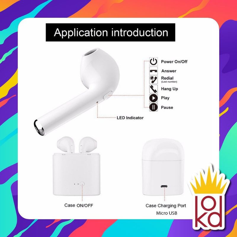 หูฟัง i7S TWS รุ่นสองหู ซ้ายและขวา HBQ-i7S TWS หูฟังไร้สาย แบบ 2 ข้าง (ซ้าย-ขวา) รองรับ Bluetooth V4.2 + DER