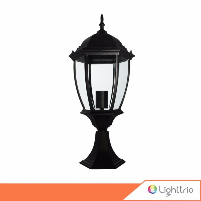 Lighttrio โคมไฟหัวเสา Classic Lamp ไฟทางเดิน ไฟสนาม โคมไฟภายนอก รุ่น O-0179S/BK - สีดำ (ไม่รวมหลอดไฟ) [พร้อมส่งจากไทย]