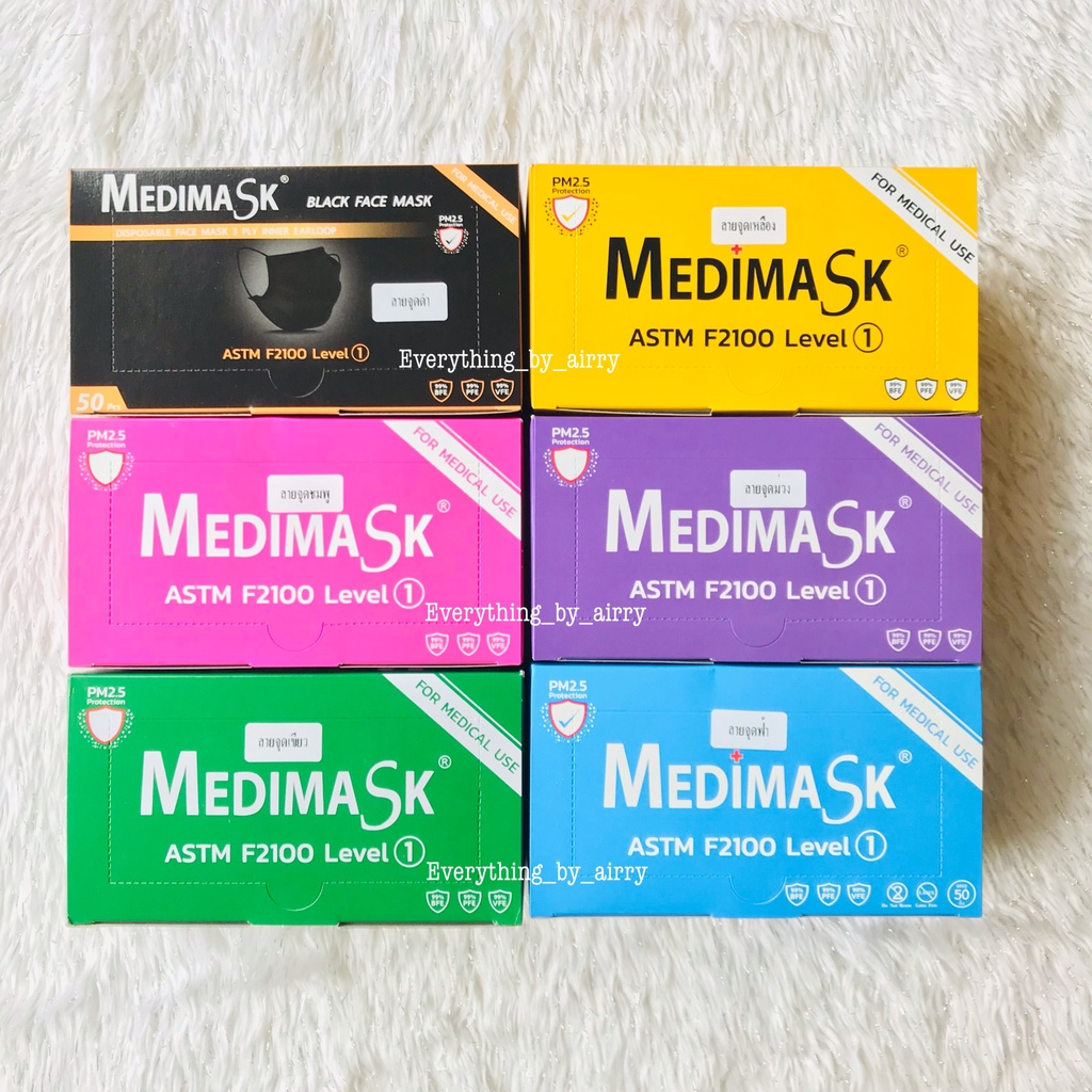 Medimask ASTM F2100 🇹🇭 ลายจุด กล่องละ 50 ชิ้น