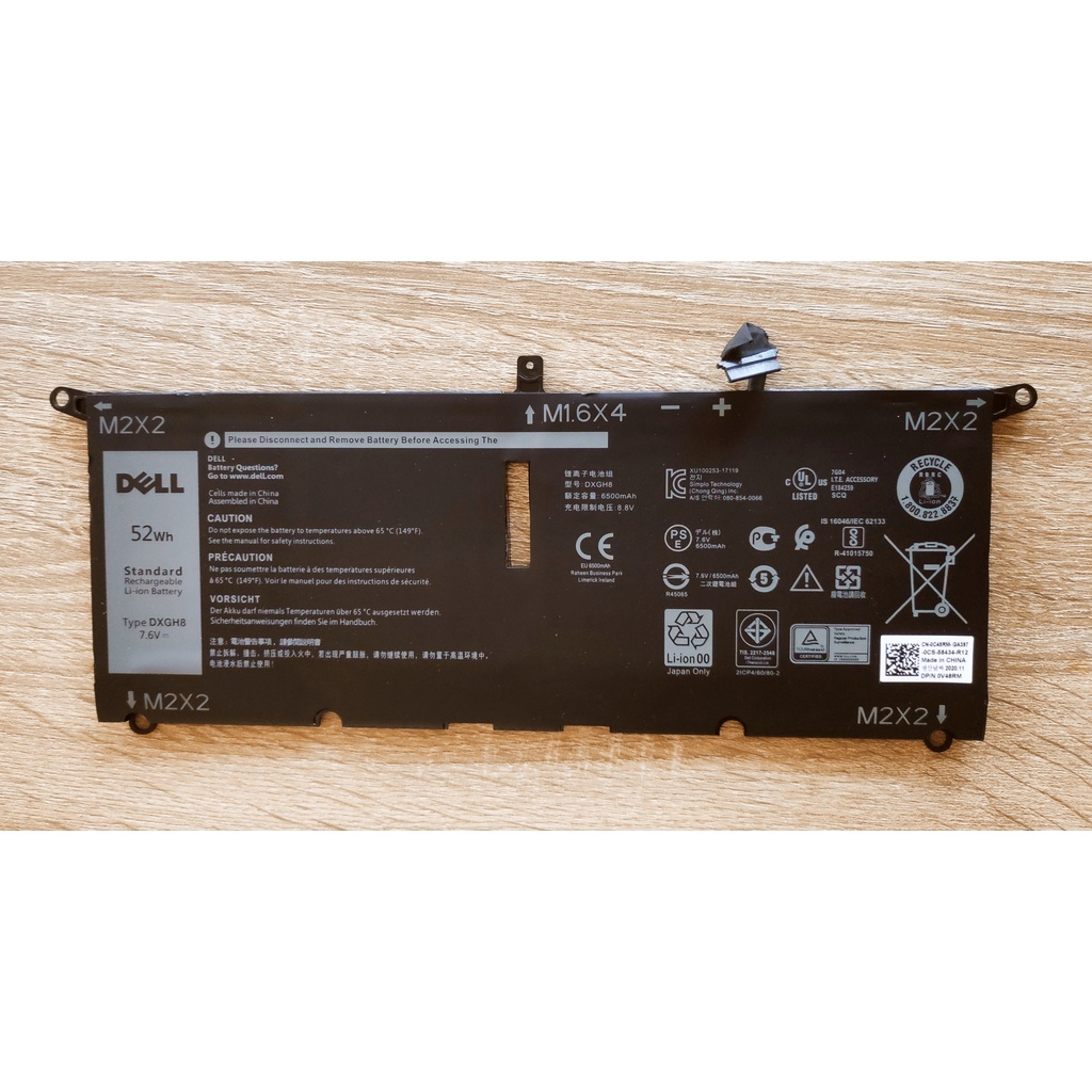 ✨ แบตเตอรี่โน๊ตบุ๊ค Dell DXGH8 HK6N5 สำหรับ Dell XPS 13 ( 9370 9380) / Inspiron 7400 5391 5390 7490 Latitude 3301