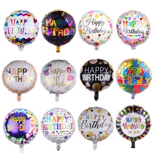 Happy Birthday Balloons Helium Foil Globos for Girls Kids Birthday Party Decorations Round Star Balloons Holiday Aluminum Inflatable Foil Ball Kids Toy