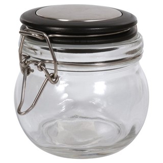 ขวดโหลแก้วกลมฝาสปริง S ขอบสีดำ  CANISTER GLASS ROUND LID S BLACK