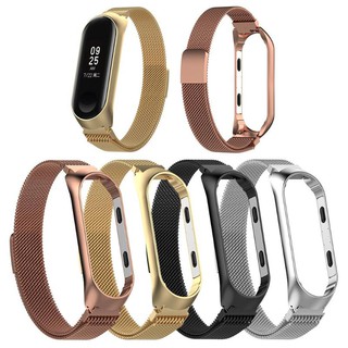 สายนาฬิกาข้อมือ Xiaomi miband 6 5 Mi Band 2 3 4 โลหะสแตนเลส Milanese Luxury Ultrathin สายรัดข้อมือสายรัด Wrist Magnetic Metal Strap