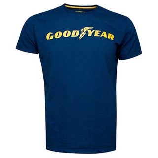 [S-5XL]Goodyear เสื้อยืดลําลอง ผ้าฝ้าย แขนสั้น พิมพ์ลายโลโก้ สีกรมท่า สําหรับผู้ชาย