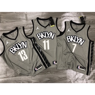 แข็งตัว #13 ทุเรียน #7 Irving #11 เสื้อกีฬาบาสเก็ตบอล ลายทีม NBAJordan Brooklyn Nets Cinza Jersey Irving Harden Durant Hot Press