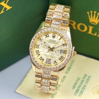 READY LAGI Jam Tangan Wanita Rolex Rantai Diamond Free Box Rolex & Baterai M412 ( Bisa COD)