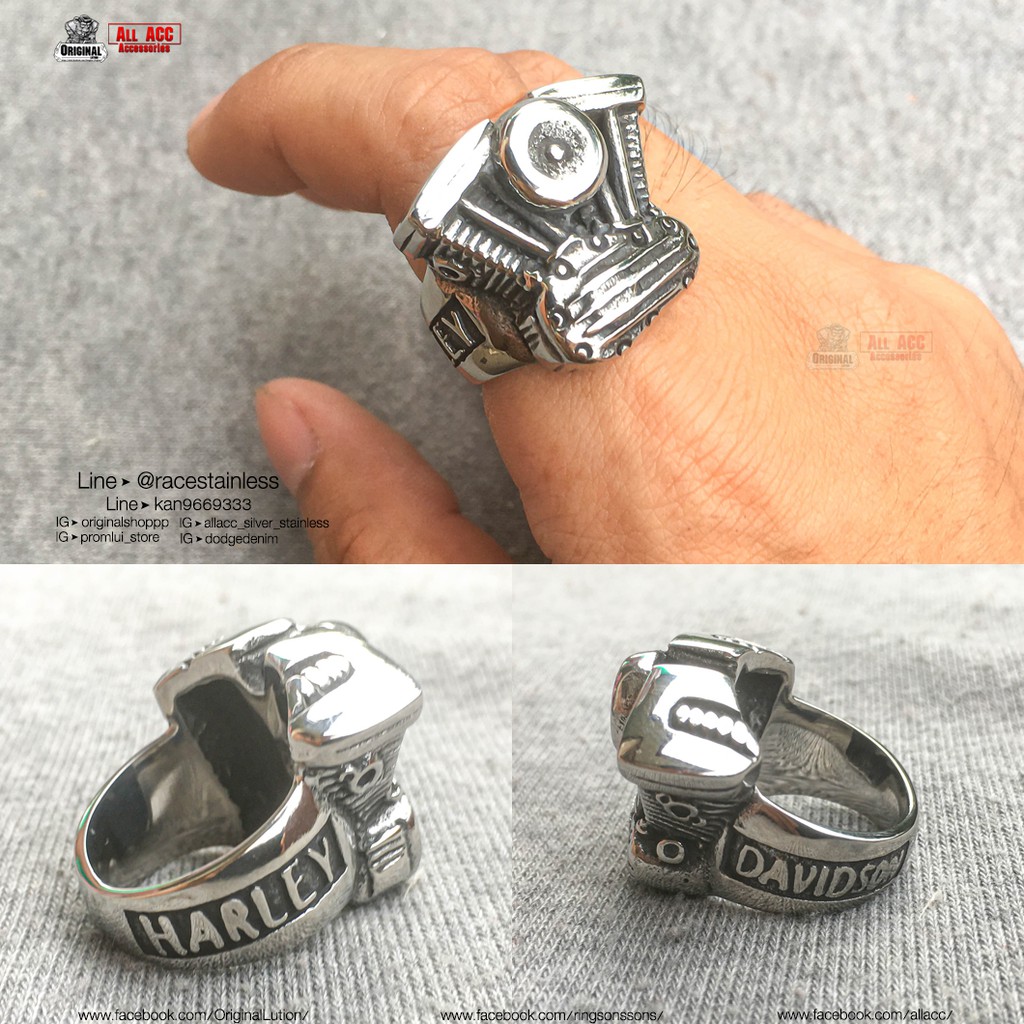 แหวนฮาเล่ V Twin Harley Davidson แหวนสแตนเลส แหวนเท่ๆ แหวนแฟชั่น สแตนเลสแท้ stainless 316l แท้100% allacc