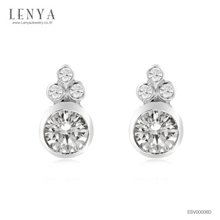 Lenya Jewelry ต่างหู LENYA ETERNAL ประดับด้วย SWAROVSKI ZIRCONIA ทรงกลมน่ารัก บนตัวเรือนเงินแท้ชุบทองคำขาวแท้