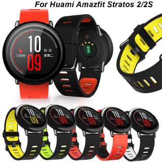 สายนาฬิกาข้อมือซิลิโคนสําหรับ huami amazfit stratos 2/2s/amazfit gtr 47 มม/samsung galaxy 46 มม.