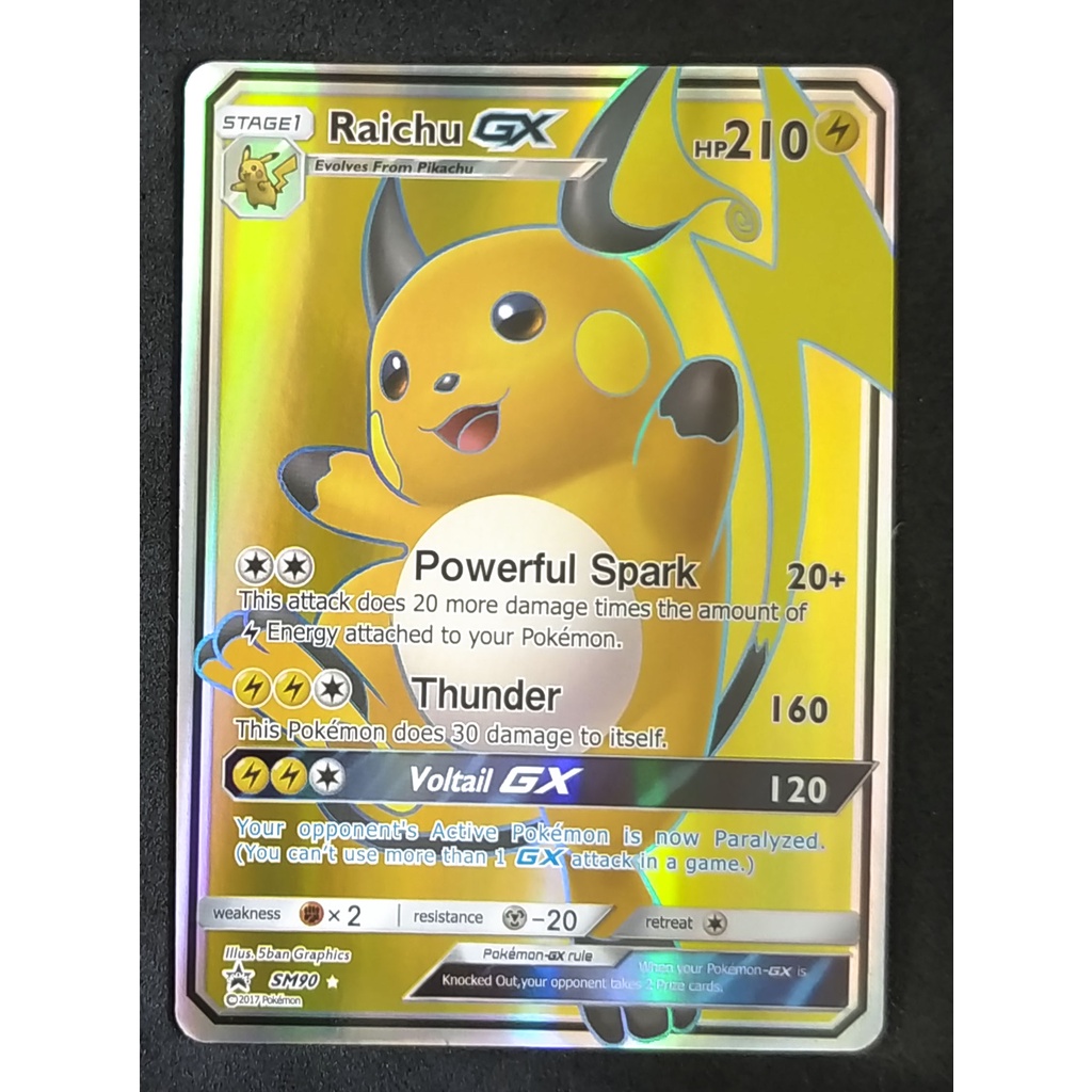 Raichu GX Card SM90 ไรชู Pokemon Card Gold Flash Light (Glossy) ภาษาอังกฤษ