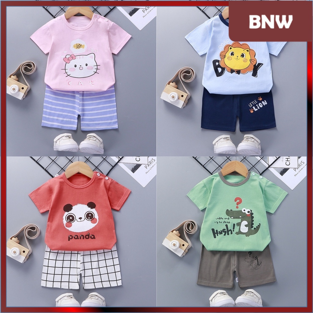 BNW - ชุดนอนแขนสั้น พรีเมี่ยมนําเข้าเสื้อผ้าเด็กชุดนอน 1 - 6 ปีรหัส - WHOLESALE