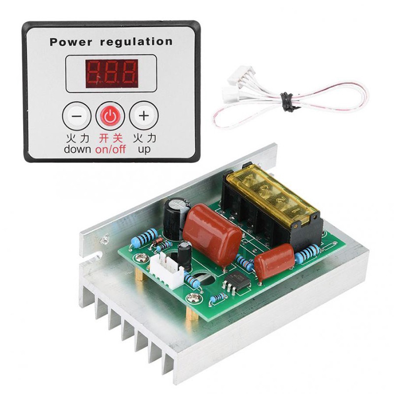 เครื่องควบคุมความเร็วมอเตอร์ไฟฟ้า AC 220V 6000W SCR Dimming Dimmer Thermostat พร้อมแผงควบคุมแรงดันไฟฟ้าแบบดิจิตอล