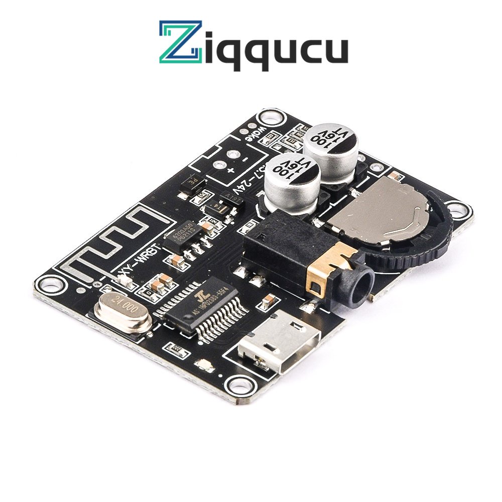 Ziqqucu บอร์ดถอดรหัสเสียงสเตอริโอ บลูทูธ 5.0 DC3.7-24V ปรับได้