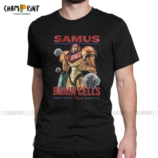 เสื้อยืดคอกลม พิมพ์ลาย Samus Says It Ok To Kill Brain Cells สไตล์วินเทจ สําหรับผู้ชาย