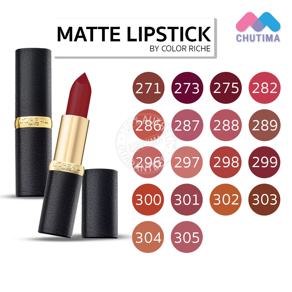 L Oreal Matte Lipstick Colors Chart