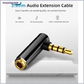 Audio Jack 3.5mm to 3.5mm Right Angle Male to Female Stereo Audio L-shaped Headphone Converter 90 Degrees