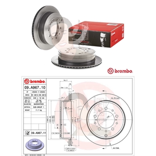 09 A967 11 จานเบรค ล้อ R (ยี่ห้อ BREMBO) รุ่น UV LEXUS LX (URJ201) ปี 2007-&gt;