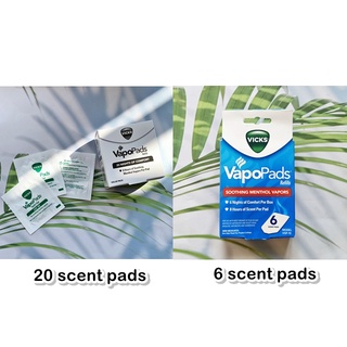 แผ่นรีฟิลวิคส์ สำหรับเครื่องทำไอระเหย แก้หวัด คัดจมูก VapoPads Refills, Soothing Menthol Vapors 6,20 Scent Pads (Vicks®)