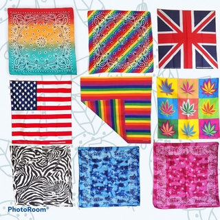 ผ้าโผกผม ผ้าเช็ดหน้า ผ้าBandana Cotton 100% เลือกสีได้ตามต้องการ