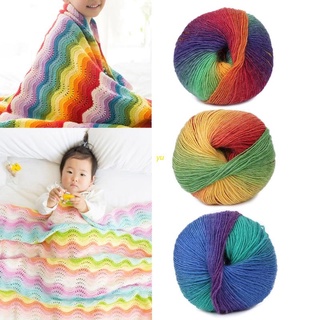 yu 1Ball 50g Hand-woven Rainbow Colorful Crochet Cashmere Wool Blend Yarn Knitting