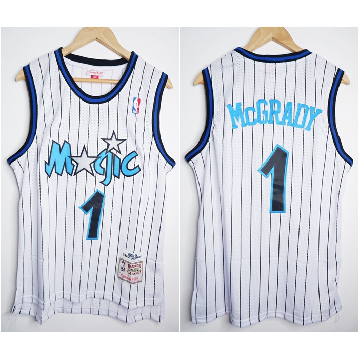 NBA CLASSIC HWC MAGIC 1 TRACY MCGRADY สีขาว STRIPED MITCHELL&NESS BASKETBALL JERSEY