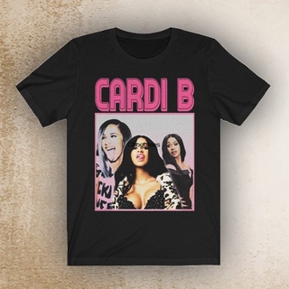 เสื้อยืดคอกลมcrew neckพร้อมส่ง เสื้อยืดคอกลม แขนสั้น ผ้าฝ้าย 100% พิมพ์ลาย Cardi B 90S Homage Throwback Rapper หลากสี สไ