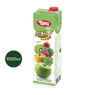 TIPCO Profiber น้ำผักผสมน้ำผลไม้ สูตรแอปเปิ้ลเขียว Mixed Veggie &amp; Green Apple 100% ขนาด 1,000 มล.