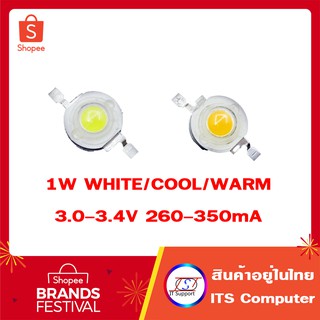 LED HiPower 1W Chip สีขาว/Warm White