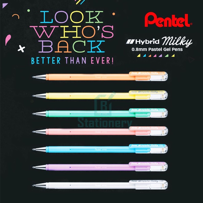Pentel ปากกาเจล สีพาสเทล Pentel Hybrid Milky หัว 0.8 mm.