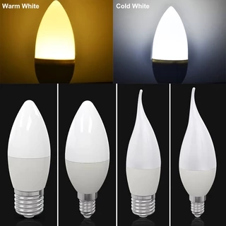 E14 หลอดไฟ led E27 led โคมไฟโคมระย้า หลอดไฟเทียน 3W โคมไฟไฟตกแต่ง Warm White ประหยัดพลังงาน