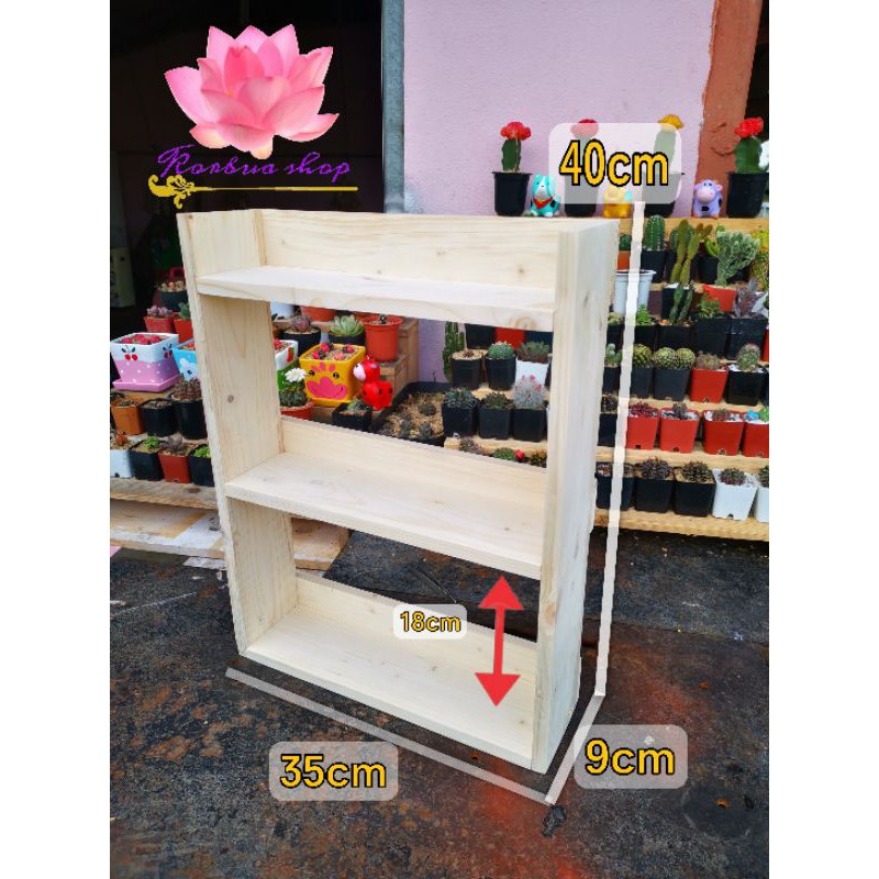 กล่องไม้30cm​ 2ชั้น​ ชั้นวางของ