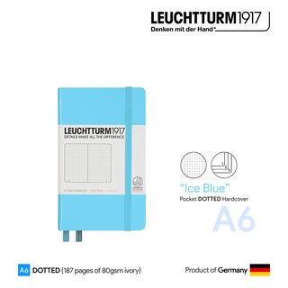 Leuchtturm1917 Pocket (A6) "Ice Blue" Dotted Hardcover Notebook - สมุดโน๊ต Leuchtturm A6 ลายจุด ปกแข็ง สีฟ้า