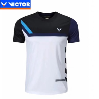 เสื้อยืดแขนสั้น ระบายอากาศได้ดี แบบแห้งเร็ว ลาย Victor สําหรับผู้ชาย และผู้หญิง เหมาะกับการเล่นกีฬา ปิงปอง