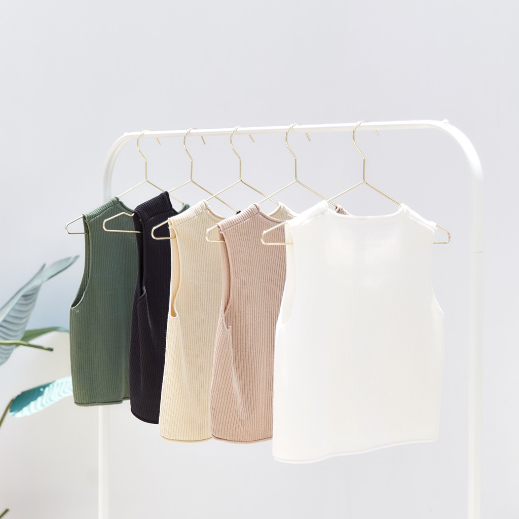 Cicishop(SALE/สุ่ม 399)เสื้อดรอปคอกลมแขนกุด ผ้าทอนุ่มนิ่มมาก(ผ้าKnit) สีโทนนี้ใส่ได้ตลอด