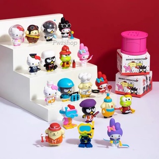 โมเดล Sanrio  ฟิกเกอร์ กล่องสุ่ม คาแรคเตอร์ Hello Kitty My melody Pompompurin  แต่งชุดเป็นอาชีพต่างๆ ซานริโอ้ คิตตี้