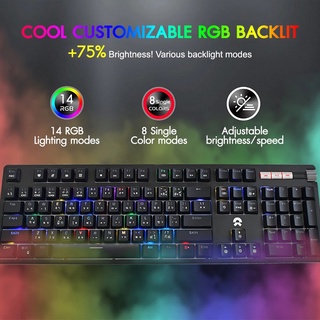 OKER Newๆๆ K-43 มีไฟRGB Gaming Keyboard คีย์บอร์ดมาโคร Blue Switch