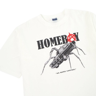 เสื้อยืดสีขาวHOMEBOY เสื้อยืดผู้ชายลาย CONTROL