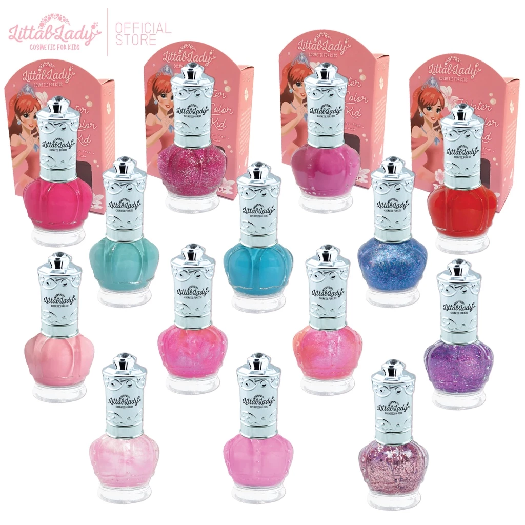 Littal Lady ยาทาเล็บเด็กลอกได้ ล้างออกด้วยน้ำเปล่า ไม่มีกลิ่นฉุน 30 สี แถมฟรีสติ๊กเกอร์ติดเล็บ