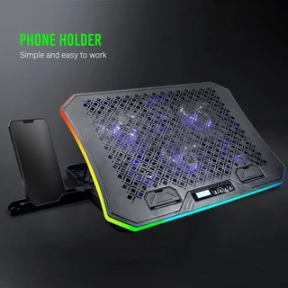 EGA TYPE CP3 พัดลมระบายอากาศ COOLER PAD รองโน้ตบุ๊ค พัดลม 6 ตัว ไฟ LED ตกแต่งไฟ RGB 10 โหมด [รับประกัน 2 ปี]