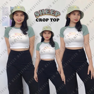 คุณผู้หญิง ® | เสื้อยืด พิมพ์ลายแกะ CROP TOP - CROPTOP น่ารัก