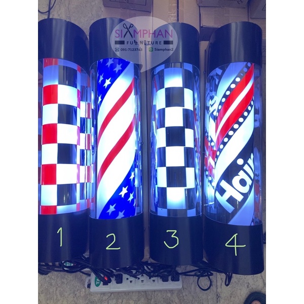 โค้ดลด+ส่งฟรี ฉ่ำๆ! ไฟหมุน ร้านเสริมสวย/บาเบอร์ LED 60*13ซม ทนทานและประหยัดไฟ