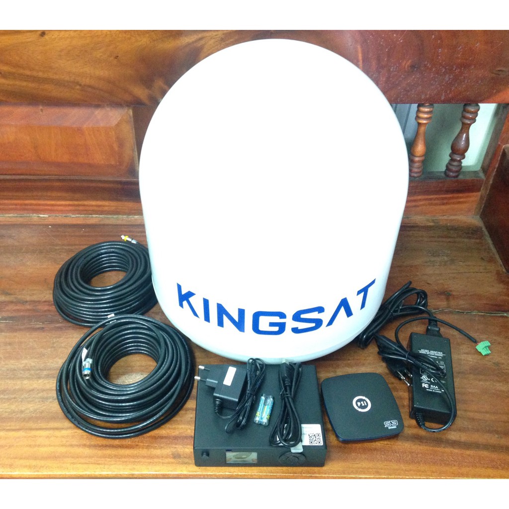 หัวรับสัญญาณ ทีวีดาวเทียม​ พร้อมอุปกรณ์ครบชุด​ รวมกล่องPSI 1ชุด KINGSAT Satellite TV Antenna System ใช้ในเรือประมง​
