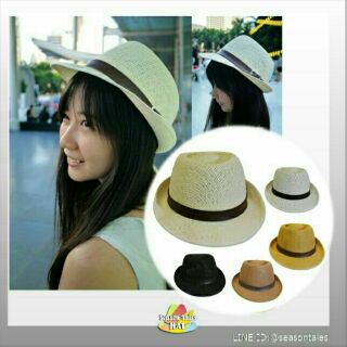 หมวกปานามา trilby สาน รุ่นนิ่ม หมวกแฟชั่น ทะเล ฮิตตลอดกาล