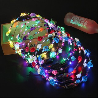 Fulllove  ที่คาดผมมงกุฎดอกไม้ มีไฟ LED 8 สี Christmas Xmas Decoration