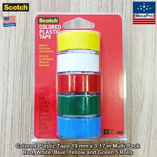 Scotch® Colored Plastic Tape 19 mm x 3.17 m Multi-Pack 5 Rolls สก๊อตเทป ขนาด 19 mm x 3.17 m แพ็ค 5 ม้วน